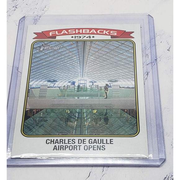 2023 Topps Heritage NF-5 News Flashbacks 1974 Charles De Gaulle Baseball Card - Picture 3 of 4
